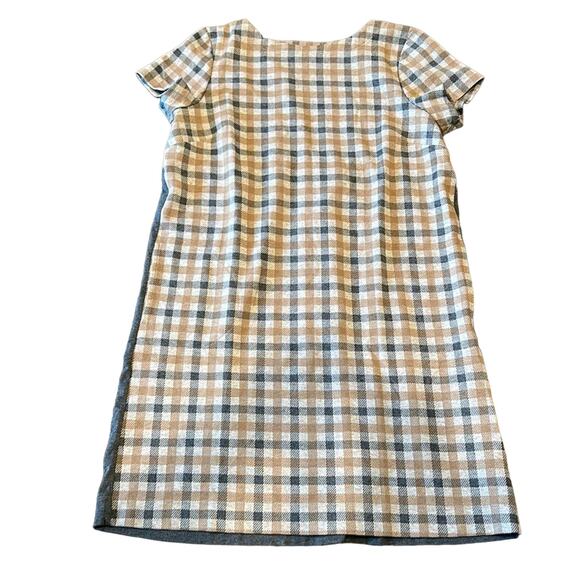J Jill Plaid Short Sleeve Dress Gray Camel Size M - Picture 2 of 8